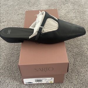 Franco Sarto Black Leather Mules